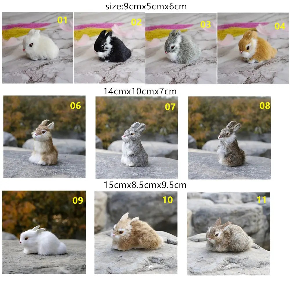 Cute Family DIY Decoration Lifelike Animal Desktop Furnishings Rabbit Model Plush Toys Easter Rabbits Simulation