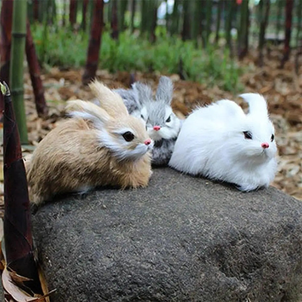 Cute Family DIY Decoration Lifelike Animal Desktop Furnishings Rabbit Model Plush Toys Easter Rabbits Simulation