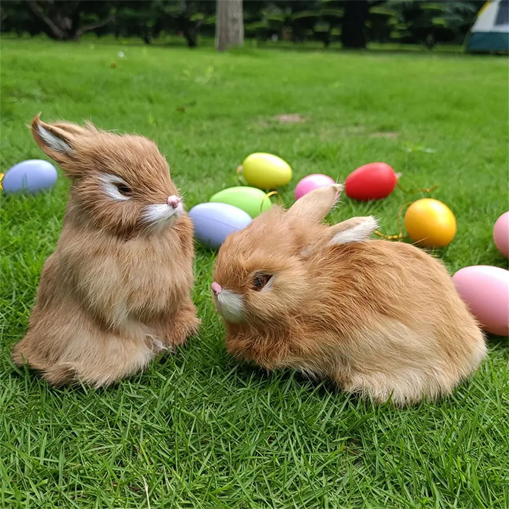 Cute Family DIY Decoration Lifelike Animal Desktop Furnishings Rabbit Model Plush Toys Easter Rabbits Simulation