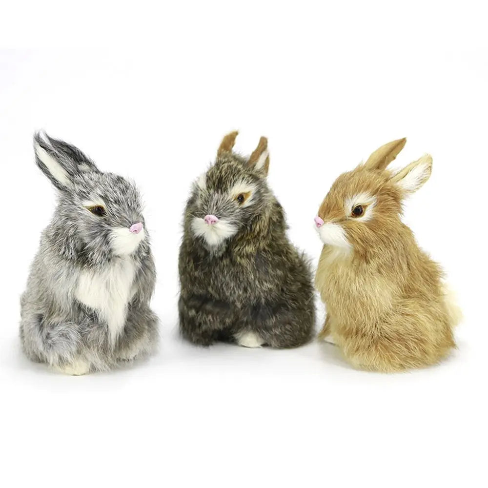 Cute Family DIY Decoration Lifelike Animal Desktop Furnishings Rabbit Model Plush Toys Easter Rabbits Simulation