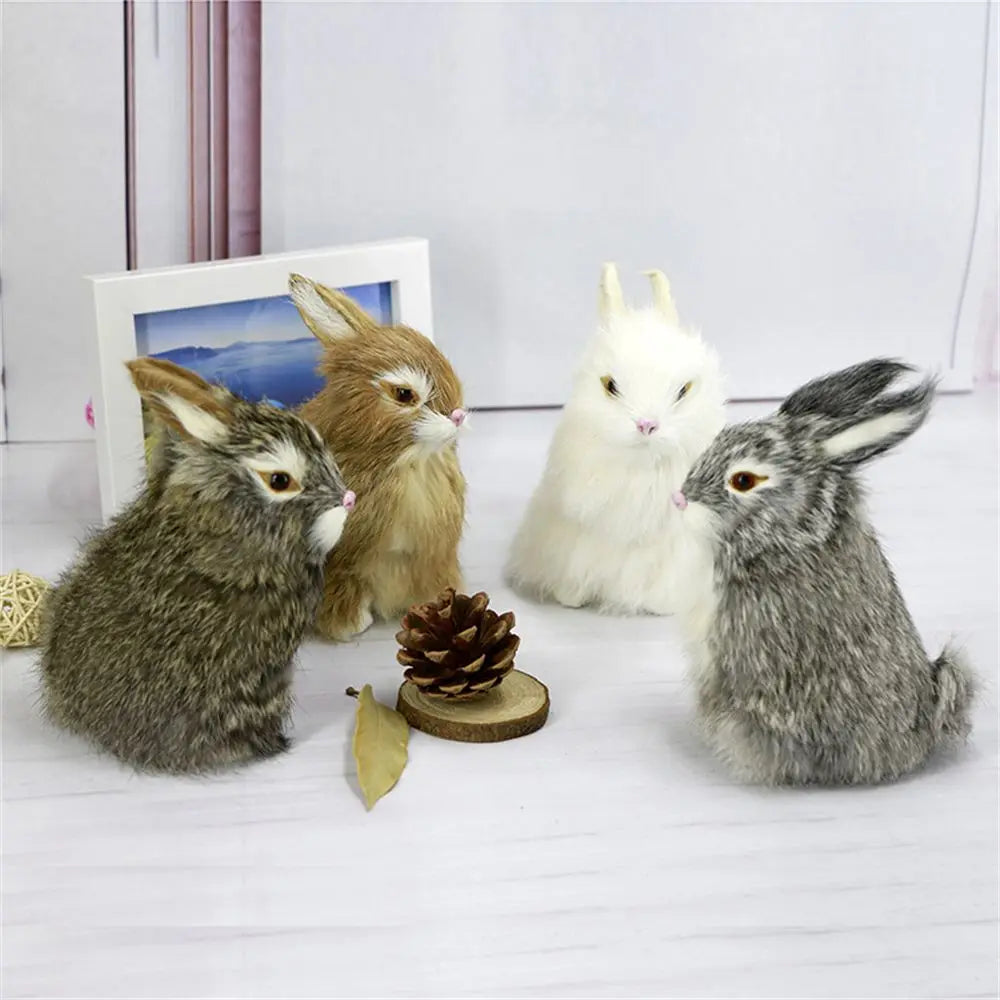 Cute Family DIY Decoration Lifelike Animal Desktop Furnishings Rabbit Model Plush Toys Easter Rabbits Simulation