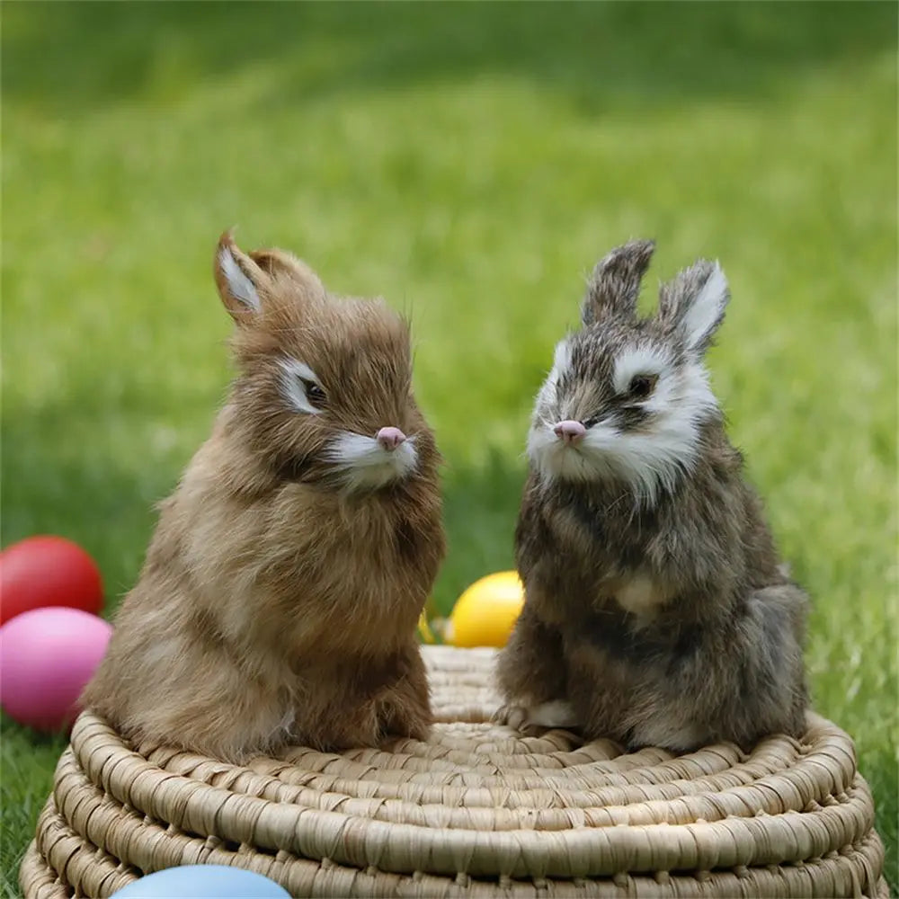 Cute Family DIY Decoration Lifelike Animal Desktop Furnishings Rabbit Model Plush Toys Easter Rabbits Simulation