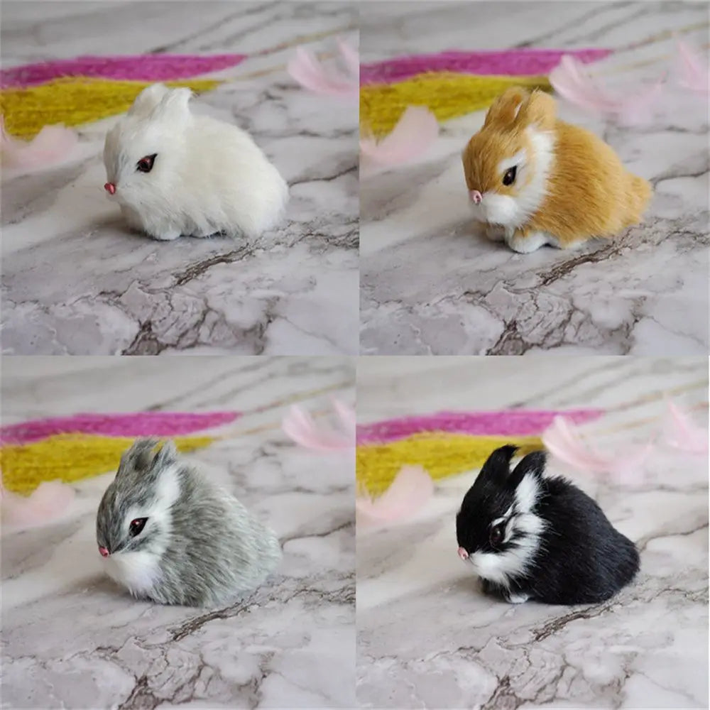 Cute Family DIY Decoration Lifelike Animal Desktop Furnishings Rabbit Model Plush Toys Easter Rabbits Simulation