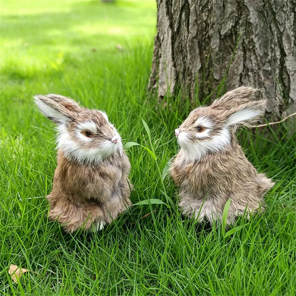 Cute Family DIY Decoration Lifelike Animal Desktop Furnishings Rabbit Model Plush Toys Easter Rabbits Simulation